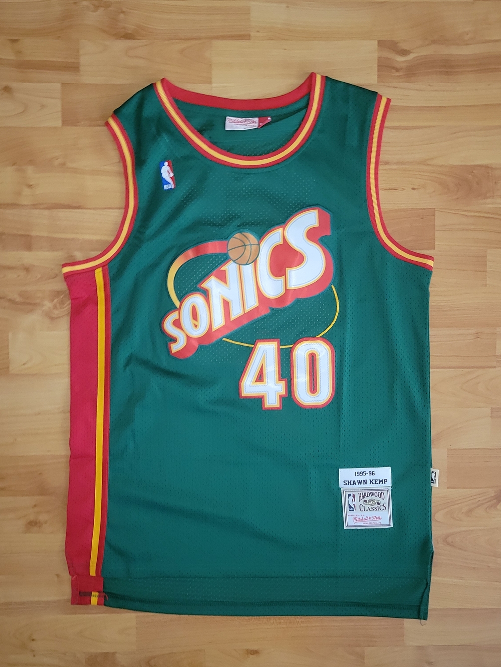 Mitchell & Ness Seattle SuperSonics Kemp #40 Green Retro Edition Jersey, XL Tall